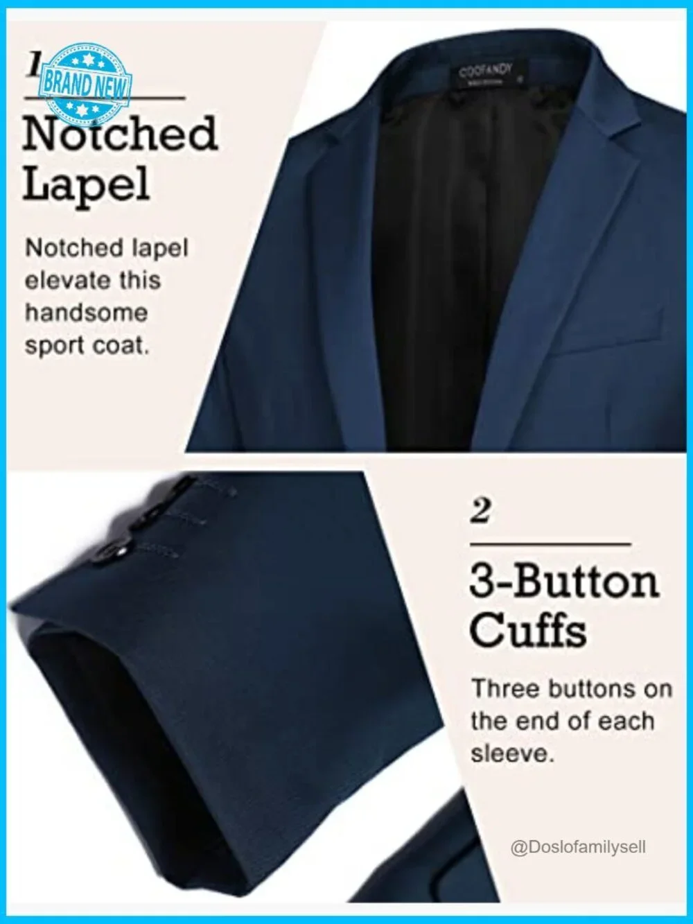 Slim Fit Sport Coat Classic Blazer Business Casual Polyester Blend